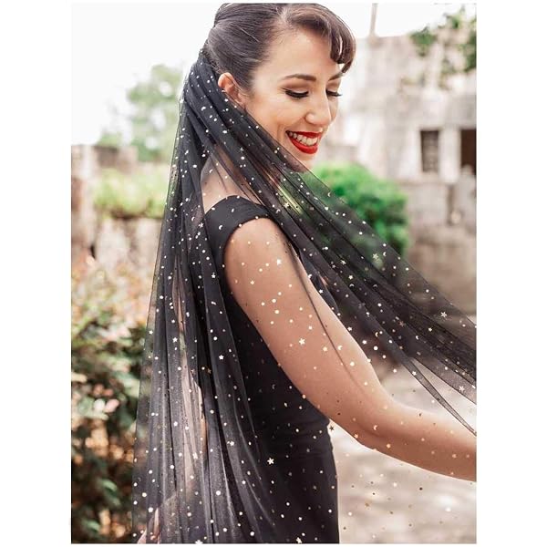Black Pearl Veil 1 Tier Pencil Edge Wedding Bridal Tulle Veil with Comb Yalice Simple Cathedral Bridal Wedding Veil 118 main image 4
