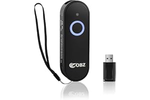 OBZ Mini 2D Bluetooth Barcode Scanner, 2.4G Wireless Barcode Scanner, 3-in-1 Portable Handheld 1D 2D QR Code Scanner Work with iOS Android Windows iPhone iPad Tablet PC POS for Store Inventory Library