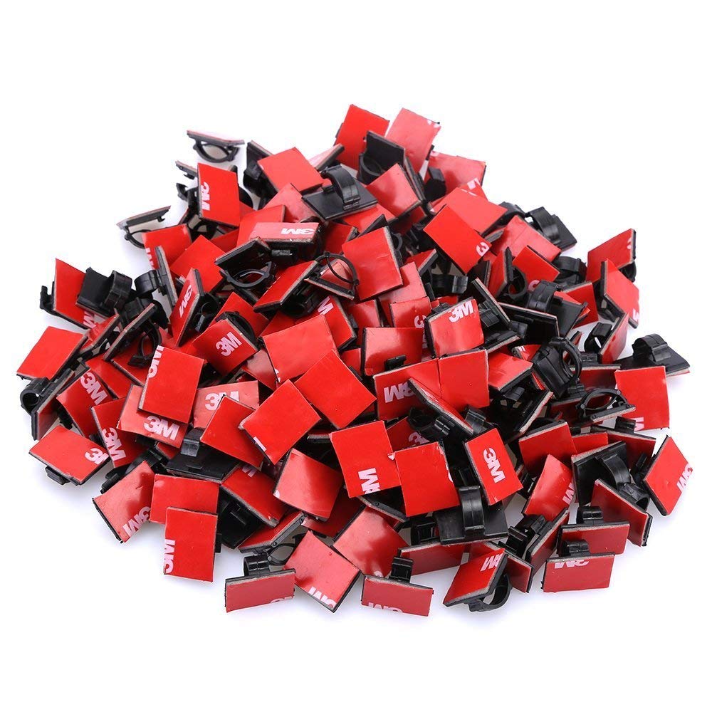 Adhesive Car Cable Clips Wire Clips Wall Mount Drop Clamp Wire Cord Tie Holder Organization for Messy Wires in Home Office Festival Ornaments(100pcs Black Wire Clips)