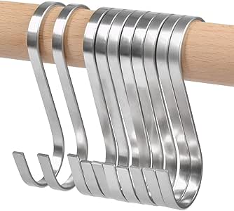 Ahlsen 10 Ganchos Planos En Forma De S, Perchas De Acero Inoxidable