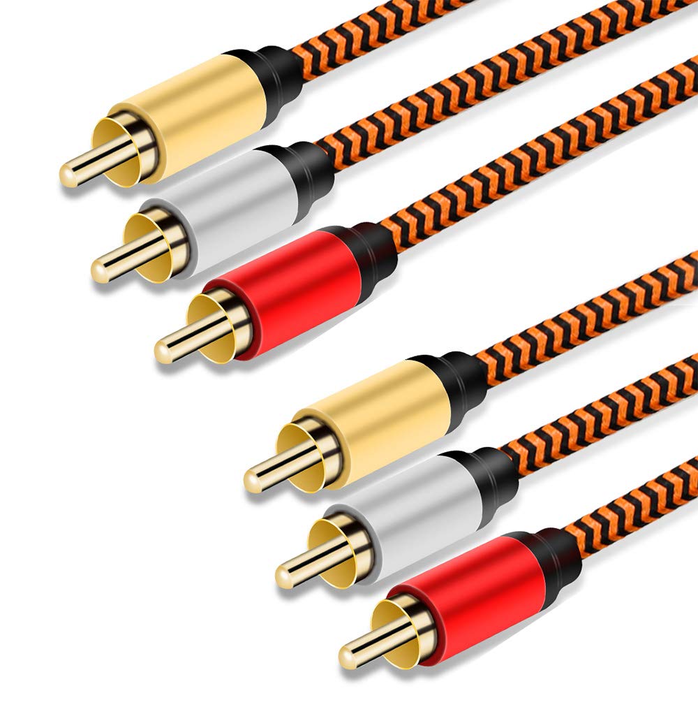 Audio Video RCA Cable 5m,Youii 3RCA to 3RCA Composite AV Cable Compatible with Set-Top Box,Speaker,Amplifier,DVD Player,24K Gold Plated.