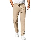 COOFANDY Mens Casual Pants Elastic Waist Chino Pants Lightweight Drawstring Pants with Pockets
