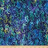 Artisan Batiks Totally Tropical Sea Horses Pacific Fabric By The Yard