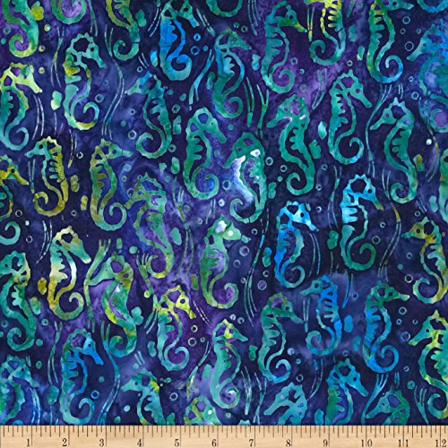 Artisan Batiks Totally Tropical Sea Horses Pacific Fabric By The Yard