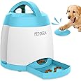 PETGEEK Automatic Dog Treat Dispenser with Button - Puzzle Memory Training Feeder, Pet Geek Button Treat Food Dispensing Toys Interactive, Iq Training Dog Feeder (Blue)