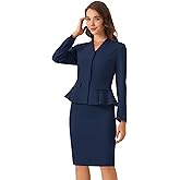 Allegra K 2 Piece Skirt Sets for Women Long Sleeve Blazer and Pencil Skirt Business Suits