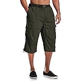 MAGCOMSEN Mens Cargo Shorts Long Capri Elastic Below The Knee 3/4 Cotton Casual Summer Shorts with Pockets