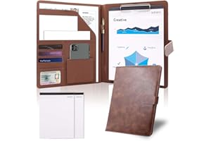 Padfolio Clipboard Folder Portfolio Notepad Organizer, Sbrinnaliao PU Leather Storage Clipboard with Cover for Legal Pad Portfolio A4 Writing Pad for Business School Conference Notepad Clip Board