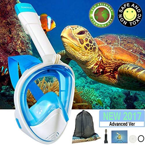 180° Full Face Snorkel Mask with Anti-Fog Snorkeling Diving Mask with Detachable Camera Mount for Adults and Youth