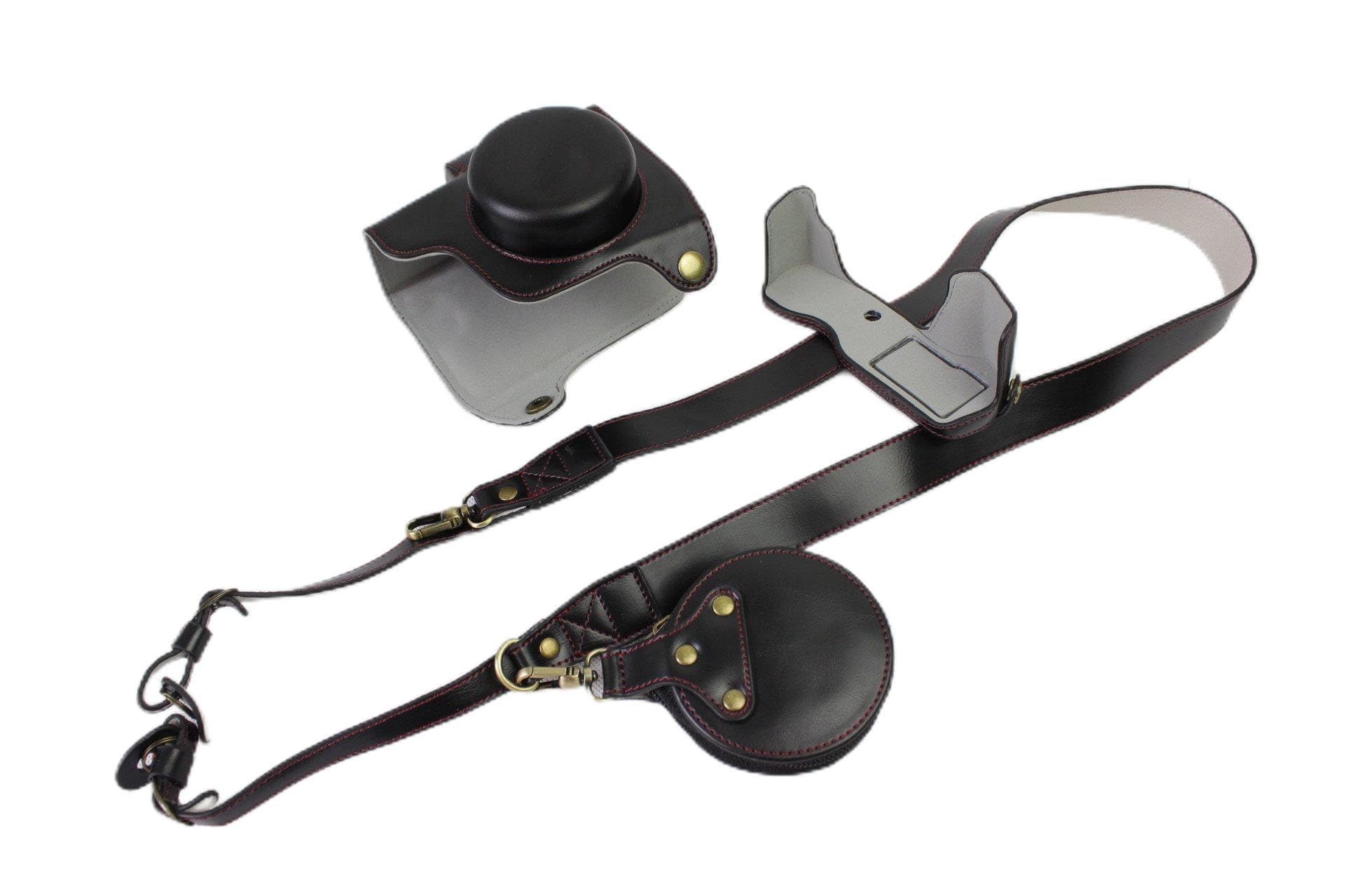 Zakao E-M10 Mark III Camera Case, PU Fullbody Bottom Opening Version Protective Leather Camera Case Bag for Olympus OM-D E-M10 Mark III 14-42mm F3.5-5.6 EZ Lens with Shoulder Strap and Bag (Black)