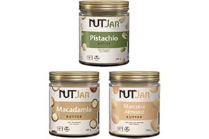 NutJar Premium Nut Butters, 3 x 240 g Variety Pack, Pistachio Butter, Macadamia Butter, Marcona Almond Butter, No Added Sugar