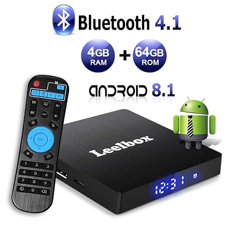 Android 8.1 TV Box?4G+64G?- Leelbox Smart TV Box Q4 MAX, Quad Core 64 Bit Android Box Wi-Fi integrato/BT 4.1/ Box TV UHD 4K T