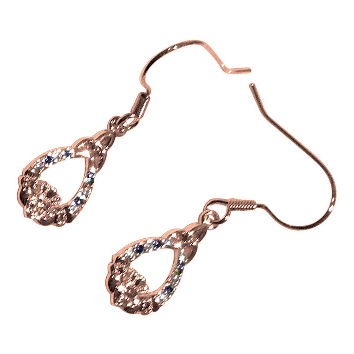 GWG Jewellery 18K Rose Gold Coated Claddagh Adorned with Sapphire Blue Stones and Celtic Trinity Knot Atop Oval Earrings in Gift Box for Women