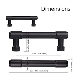 khtumeware Matte Black Cabinet Pulls - Center to