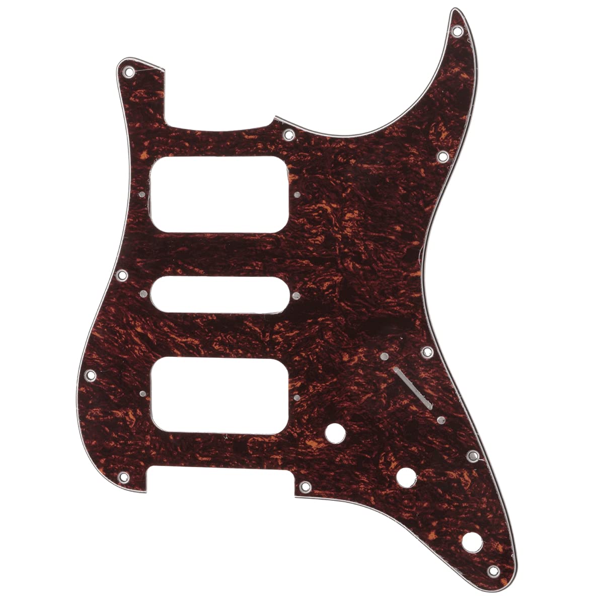Musiclily Pro 11 Holes Round Corner HSH Strat Pickguard for American/Mexican Fender Standard Stratocaster Electric Guitar, 4Ply Red Tortoise