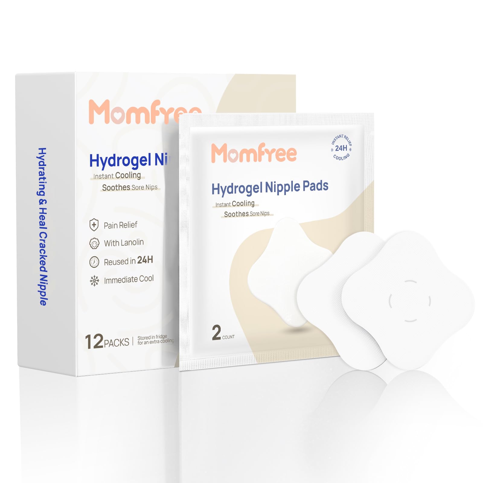 Photo 1 of Hydrogel Soothing Gel Pads for Breastfeeding: Breast Pads Reusable for Instant Pain Relief | Provides Cooling Effect | Healing Nipples - 12 Packs(24 Count)