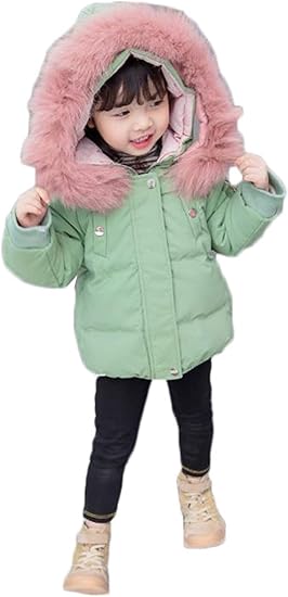 Amazon ンーセンー ガールズ キッズ キルティングコート ダウンジャケット ベビー服 英字ロゴ プリント かわいい ファー あったか 防風 防寒 ショート棉服 コート ジャケット 通販