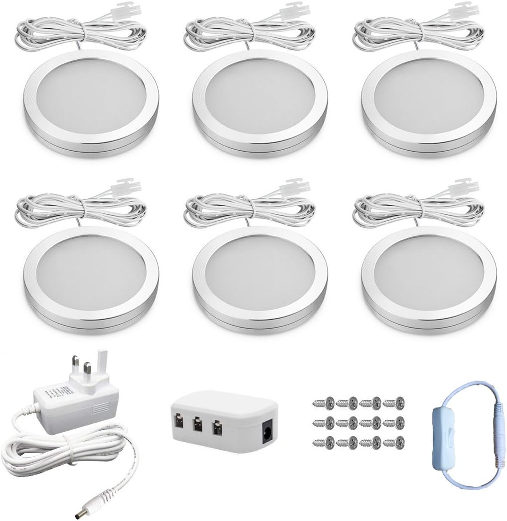 MIYOU YOUMI Set of 6 LED Under Light 2W, DC 12V, 1140 Lumens LED Under Lighting