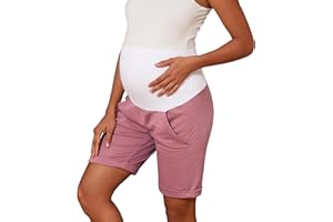 Bhome Maternity Bermuda Shorts Over The Belly Workout Loose Casual Pregnancy Pants with Pockets