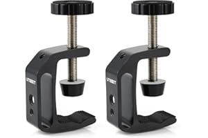 UTEBIT Universal C-Clamp with 1/4" and 3/8" Thread Hole for Desktop Mount Tables Desk Clamps Aluminum Support Small C Clamp 2