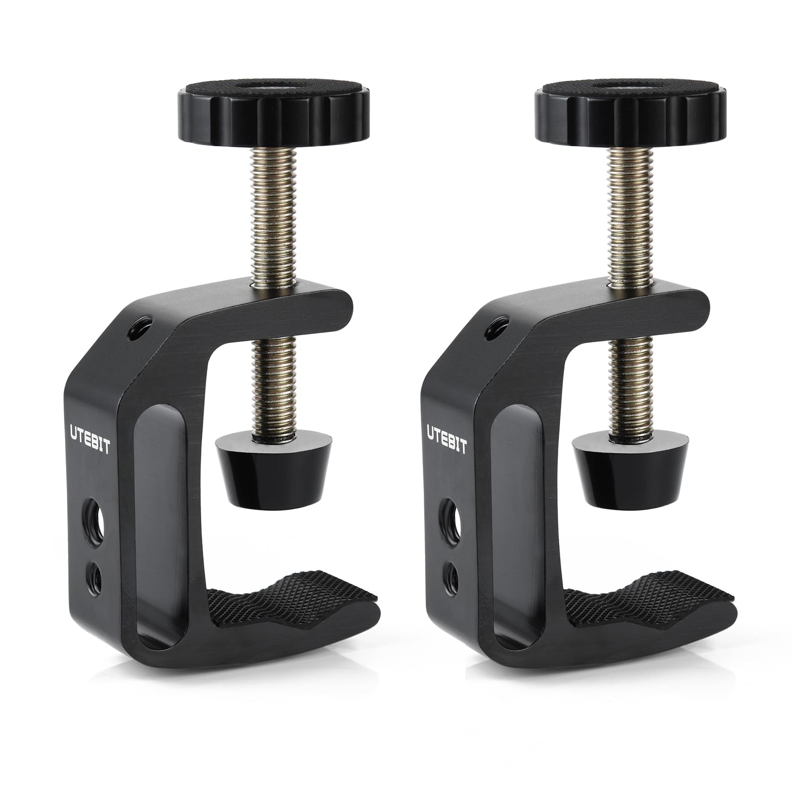 Photo 1 of UTEBIT Small C Clamps 2 inch with 1/4" and 3/8" Thread Hole for Desktop Mount Tables Desk Clamps Aluminum Support 2 Pack