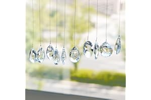 KANPURA Pack of 10 Clear Crystal Suncatcher Chandelier Lamp Lighting Drops Pendants,Hanging Glass Ball Prisms Window Home Christmas Tree Decor