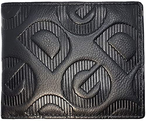 DG STUDIO Designer Men's Genuine Leather Wallet Black RFID Blocking Bifold Flip Men Wallets Card Holder Purse ID Window Coin Zipper Pocket with Gift Box (Signature Black)