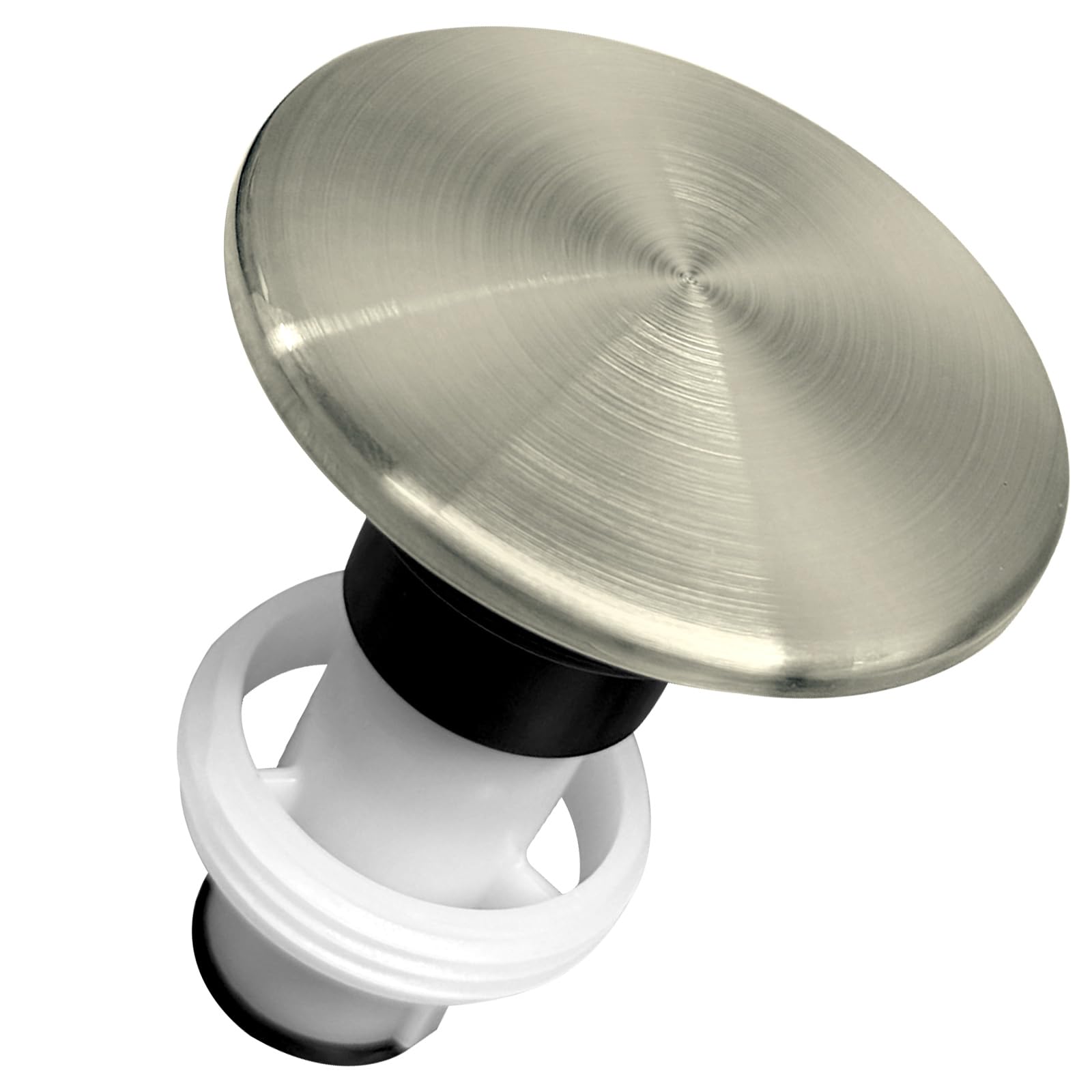 Photo 1 of 972-098J Plumbing-Equipment Brushed Nickel Drain Sink Stopper, Drain Sink Plug Part Push & Seal Drain Stopper Assembly 35338-06XX