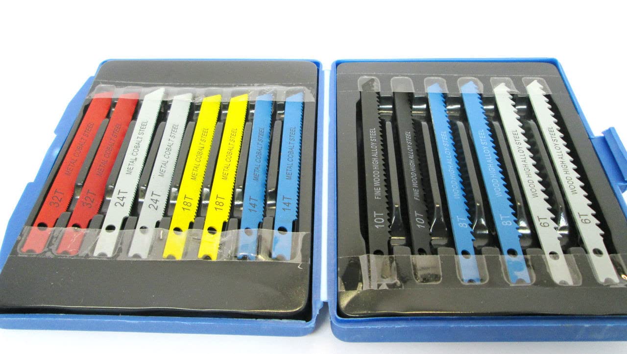 14pc U Fit Jigsaw Blade Set - U Fitting Metal Plastic Wood Blades PVC, Plastic, Aluminum, Sheet 6T, 8T, 10T, 14T, 18T, 24T, 32T
