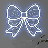 Bow Neon Sign LED Lights for Wall Decor Girls Room Beauty Salon Christmas Tree Bow Decoration Warm White Bow Light Sign 15″ × 13.4″