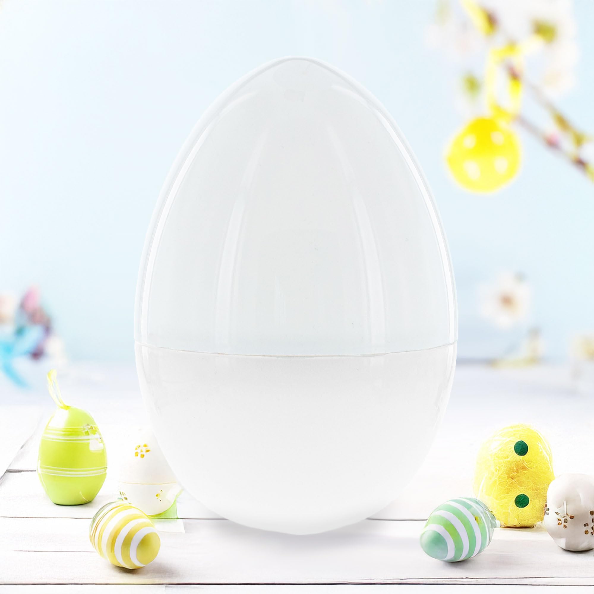 BestPysanky Giant Two-Tone White Plastic Easter Egg 12 Inches