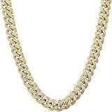 18K Gold Plated Miami Cuban Link Chain for Men and Women - Cubic Zirconia Necklace