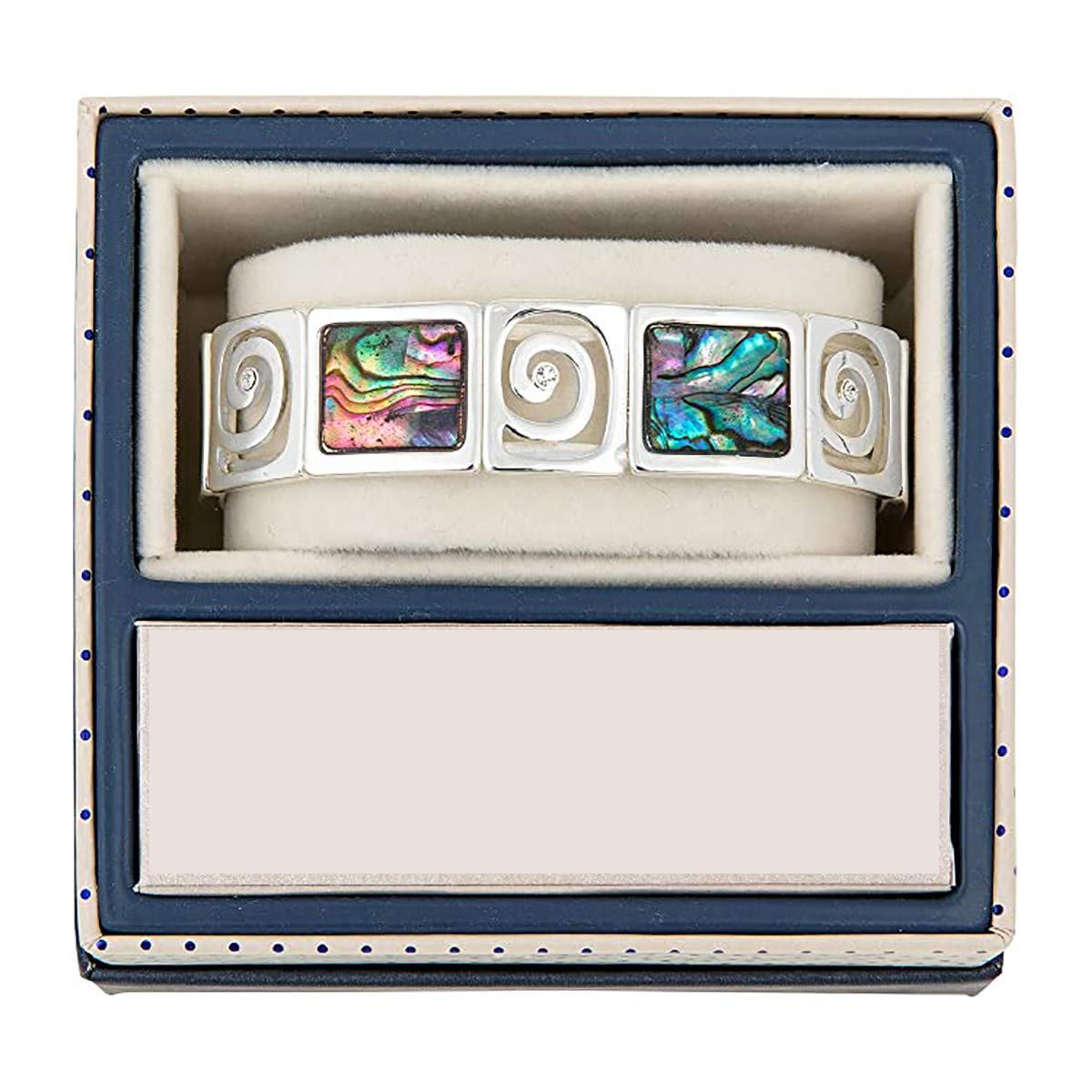 equilibrium Silver Plated Pastel Squares Swirls Bracelet