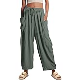 YKR Wide Leg Pants Woman Casual Loose Lightweigt Beach Palazzo Harem Pants Flowy Pants 2025