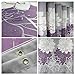 Gray Background and Flowers Pattern, Waterproof Washable Printed Polyester Fabric Shower Curtain for Bathroom (72inch72inch, Purple)