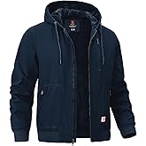 TBMPOY Men's Winter Jackets Hooded Work Cotton Fleece Lined Duck Coats Flannel Active Workwear Coat