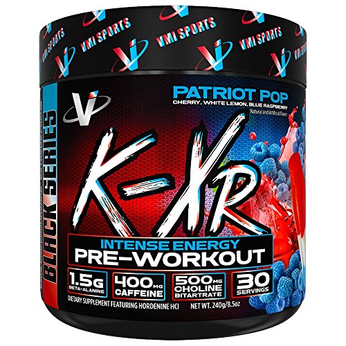 VMI Sports K-XR Pre-Workout Supplement for Intense Energy, Patriot Pop Bombsicle, Muscle Builder for Extreme Pumps, Enhanced Focus, Creatine Free, Endurance, Strength and Power Pre-Workout Powder