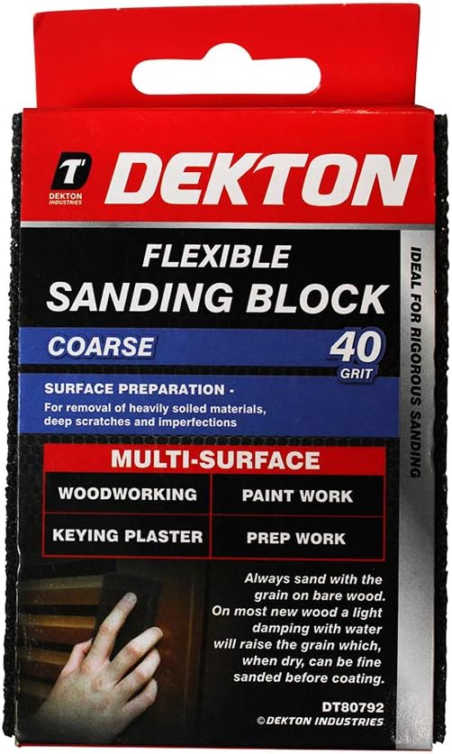 Dekton Flexible Sanding Block, Coarse 40 Grit for Multi-Surface Woodworking, Paintwork, Keying Plaster, and Prep Work - Image 4