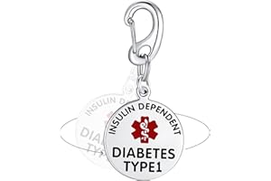 Divoti Insulin Dependent T1D Bag Tag 1.25" - with Quick Click | Pre-Engraved Stainless Steel Dual-Sided | Bold Lettering
