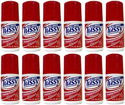 Tussy Roll-on Deodorant, Original 1.7 oz (pack of 12) + FREE Curad Dazzle Bandages 25 Ct