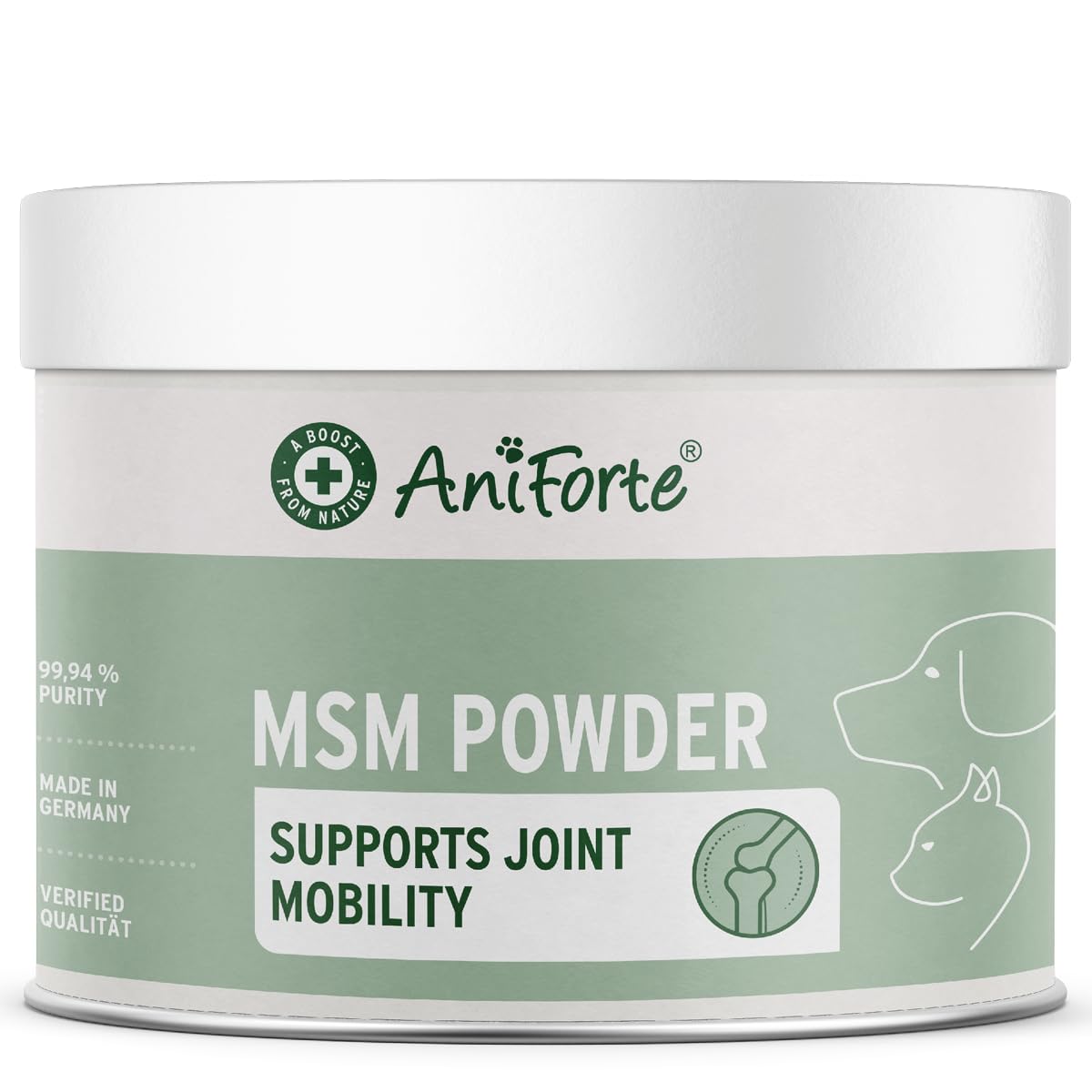 AniForte MSM Powder for Dogs & Cats 300 g - High Purity Methylsulfonylmethane, High Dose with Purity 99.94%, Organic Sulphur for Animals as Joint Powder