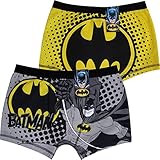 Boy's Black & Yellow Batman Cotton Boxer Shorts (2 Pair Pack) ( 7-8 Years )