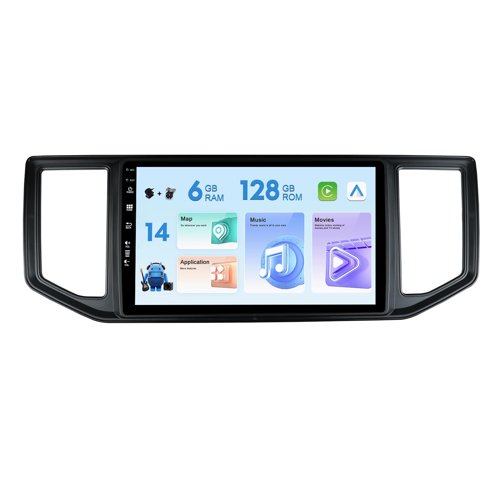 Double Din Android 14 Car Radio Stereo For VW Amarok Crafter Van Man 2017-2021 GPS Navigation Head unit With Free Backup Camera+Mic- Carplay/DSP/WIFI/SWC/RDS-6G+128G