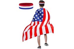 Ankelesz Boys American Flag Costume Cape, USA Flag Headband for 4th of July Independence Day Celebration