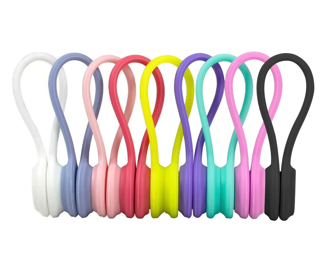 Magnetic Cable Organisers, 9 Pcs Silicone Reusable Wire Organiser Clips Multicolor Magnetic Cable Cord Tidy Clip Twist Ties for Headphone Cable USB Wire Management, 9 Colors