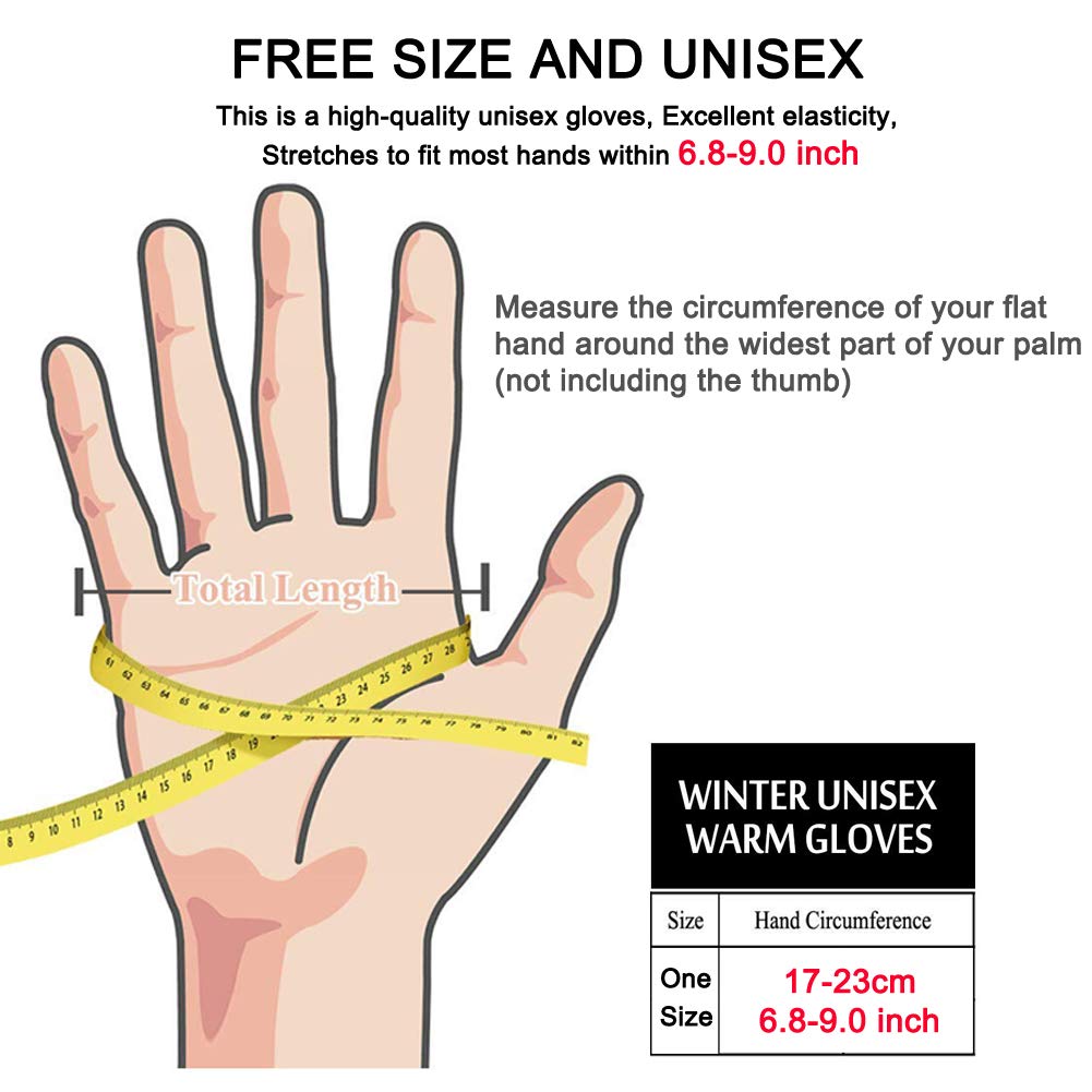 CFTech Winter Gloves Touch Screen Cold Weather Knit Glove for Men and Women - Thermal Soft Wool Lining - Stretchy Material (Gray)