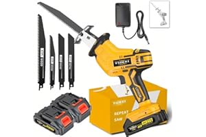 Cordless Reciprocating Saw: Variable Speed Brushless Motor - Equipped with 4 Saw Blades, 2 Batteries, LED Light, Tool-Free Bl