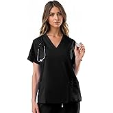 Meidiero Women's Scrub Tops, Relaxed Fit Medical Scrubs with 4 Pockets, 2 Pen Slots Soft Stretch & Moisture-Wicking Fabric