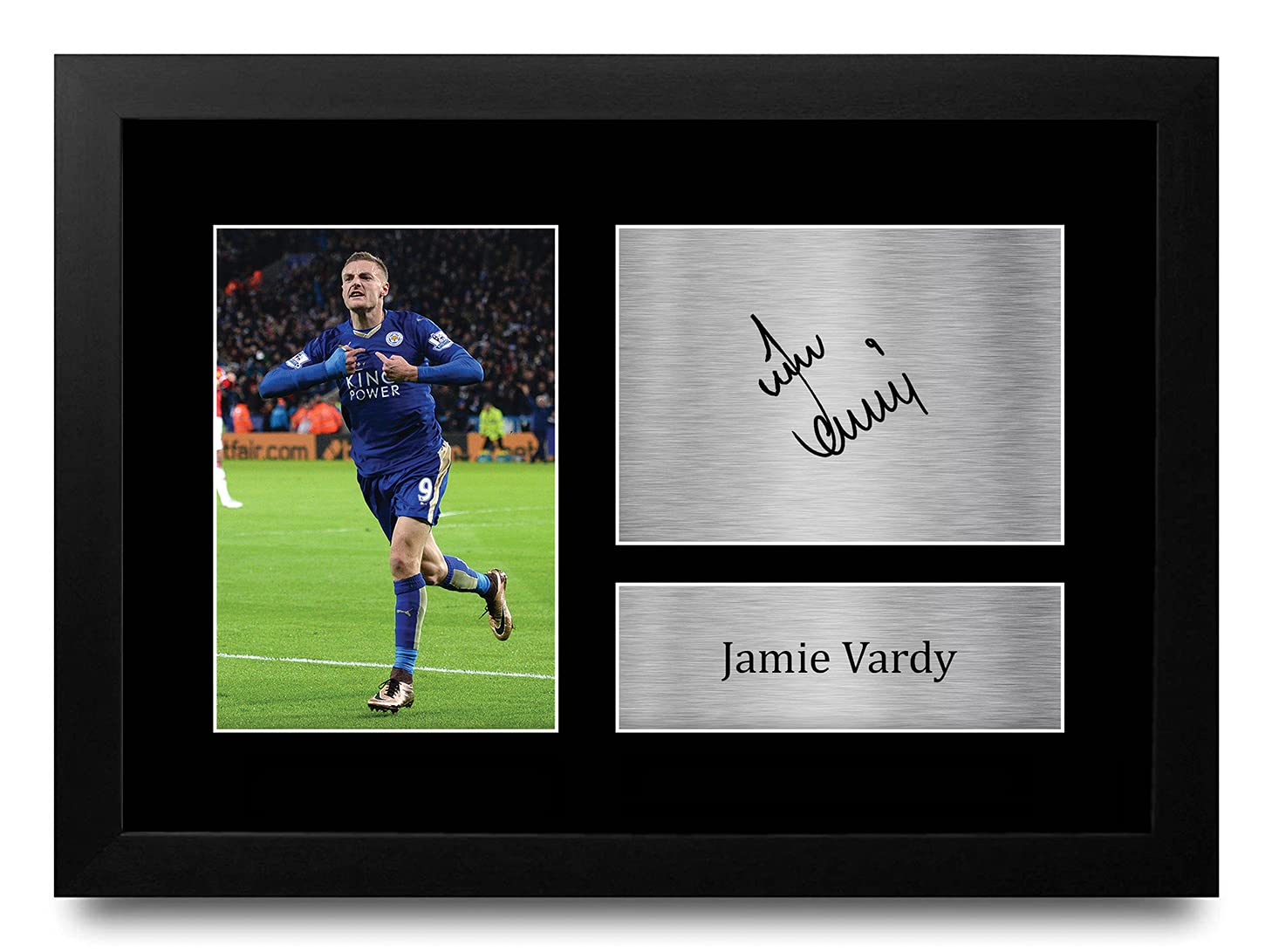 HWC Trading FR A4 Jamie Vardy Leicester City Gifts Printed Signed Autograph Picture for Football Fans and Supporters - A4 Framed
