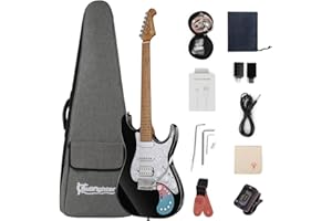 Bullstar Smart Electric Guitar Kit with Effects System D160SE, SSH Pickup, Loop Drum Machine, Roasted maple Fretboard, All-In-One Performance for Guitarist